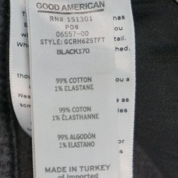 New Good American Good Classic Raw Hem Slim Jeans in Black170 SZ 2/26 - Picture 15 of 15